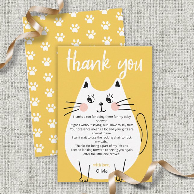Cute Wite Kitty Cat Baby Shower thank you (Creator Uploaded)