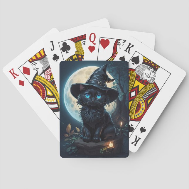 Cute wizard cat playing cards (Back)