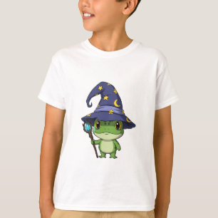 Cute Wizard Frog With Staff Kids T-Shirt