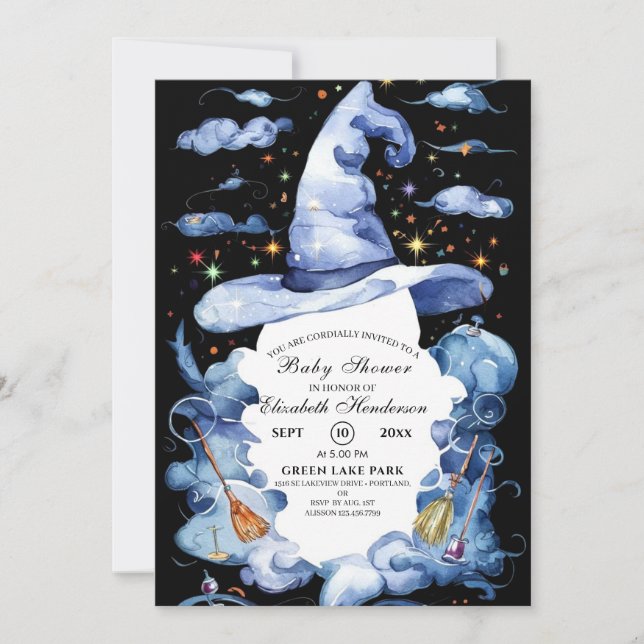 Cute Wizard Hat Baby Shower Invitation (Front)