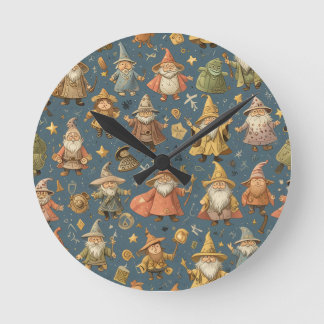 cute wizard round clock