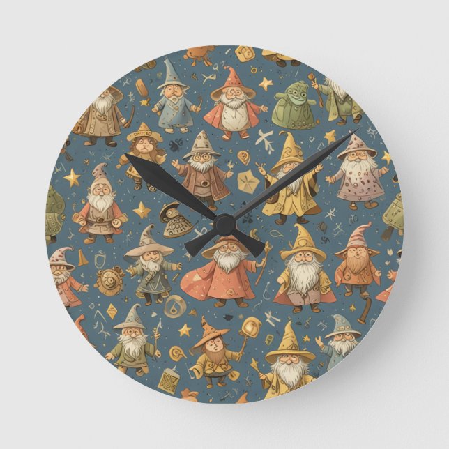 cute wizard round clock (Front)