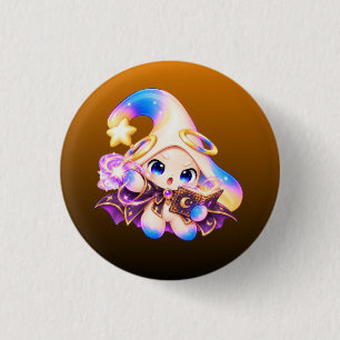 Cute Wizard Sorcerer Pastel Button - Spooky Magic