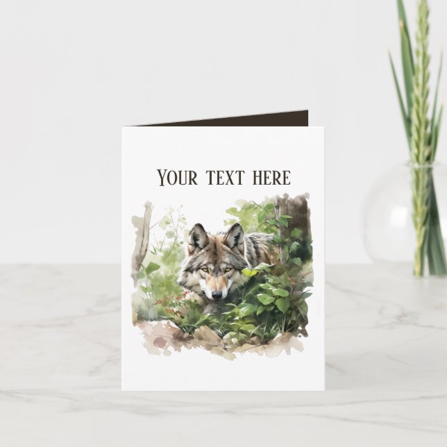 cute wolf add text any purpose card (Front)