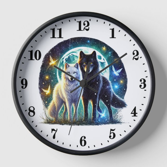 Cute wolf animal lovers  clock (Front)