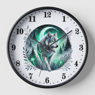 Cute wolf animal lovers clock