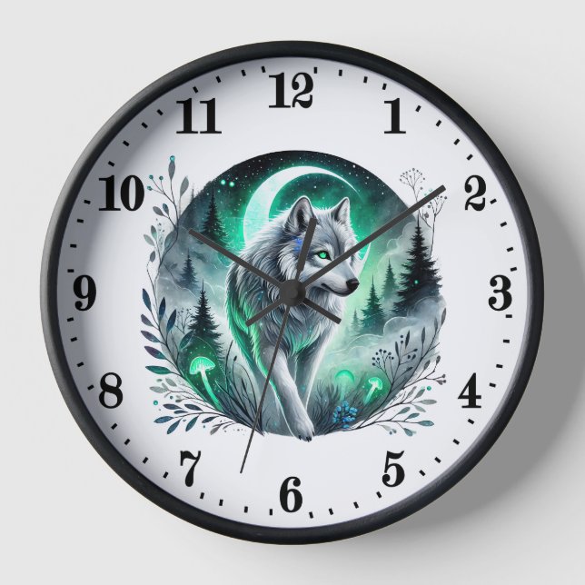 Cute wolf animal lovers  clock (Front)