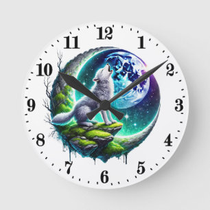 Cute wolf animal lovers round clock