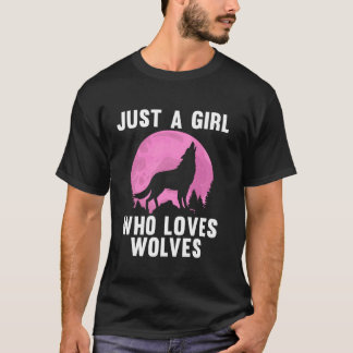 Cute Wolf Art For Women Girls Howling Wolves Wolf T-Shirt