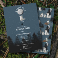 Cute Wolf Baby Pup and Mom Woodland Baby Shower