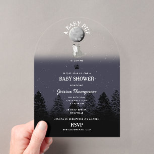 Cute Wolf Baby Pup and Mum Woodland Baby Shower Acrylic Invitations