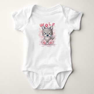 Cute wolf Cartoon Baby Bodysuit