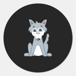 Cute wolf classic round sticker