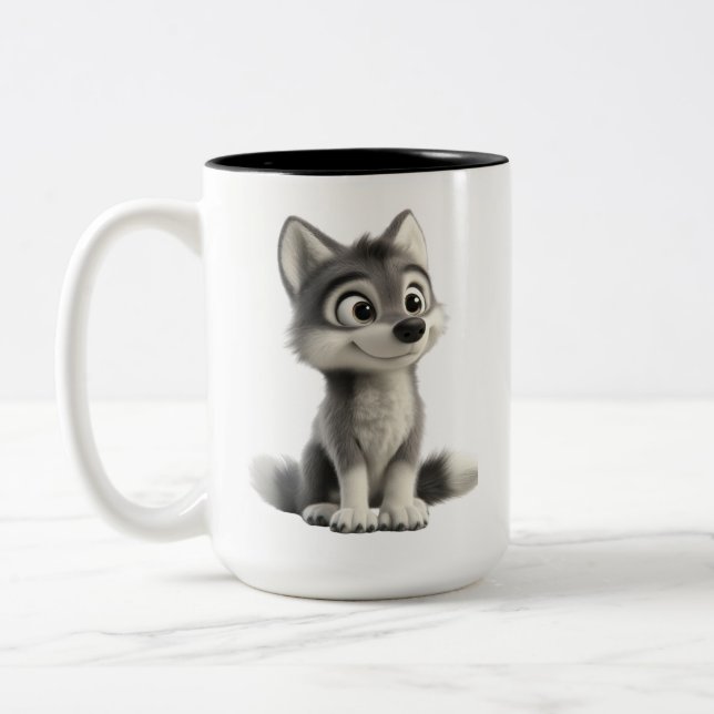 Cute Wolf Coffee Mug | Adorable Husky Dog Mug  (Left)