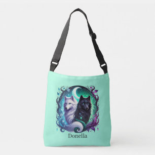 Cute wolf lovers add name crossbody bag