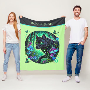 Cute wolf lovers add name  fleece blanket