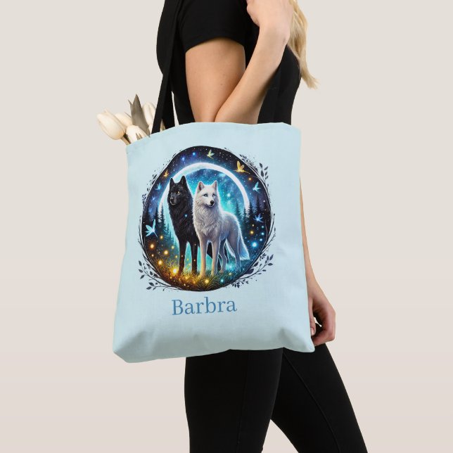 Cute Wolf lovers add name  Tote Bag (Close Up)
