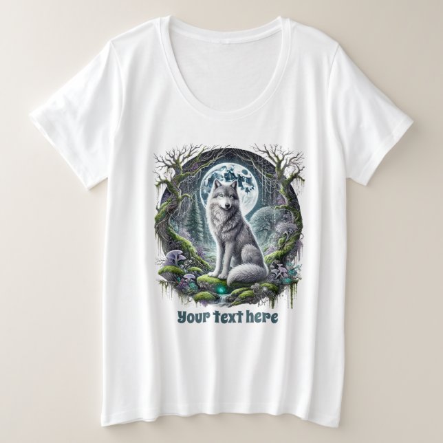 Cute wolf lovers customisable  plus size T-Shirt (Design Front)