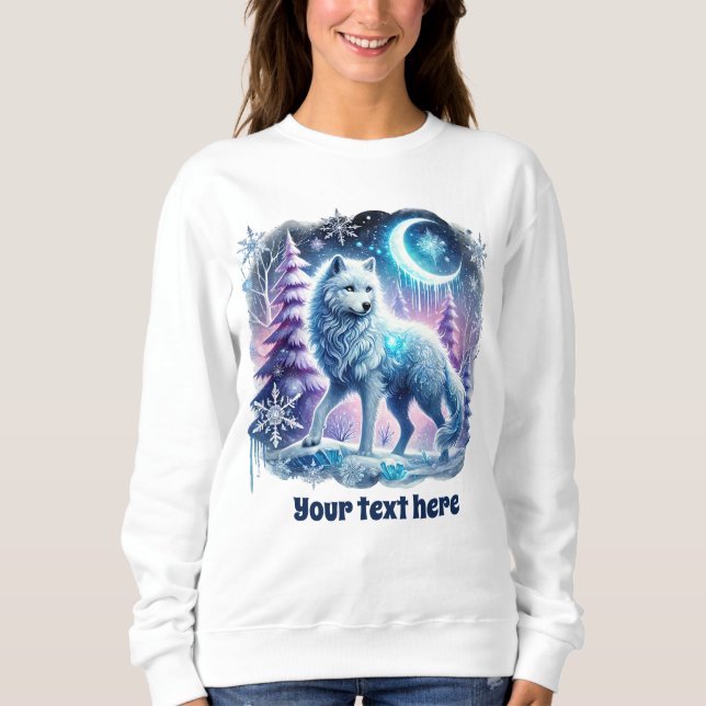 Cute wolf lovers customisable Winter Sweatshirt (Front)