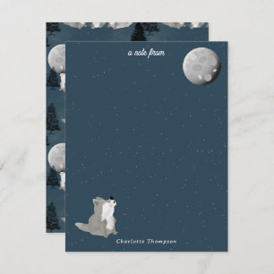 Cute Wolf Pack Woodland Night Sky Moon Kids Card