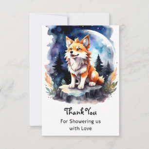 Cute Wolf Pup Baby Shower Thank You Card