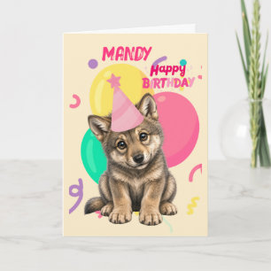 Cute Wolf Pup, Girl's Birthday Card