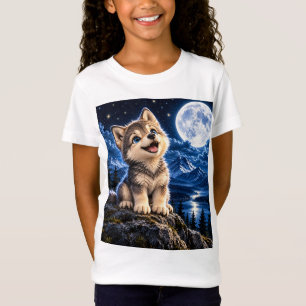Cute Wolf Pup – Moonlight Adventure T-Shirt