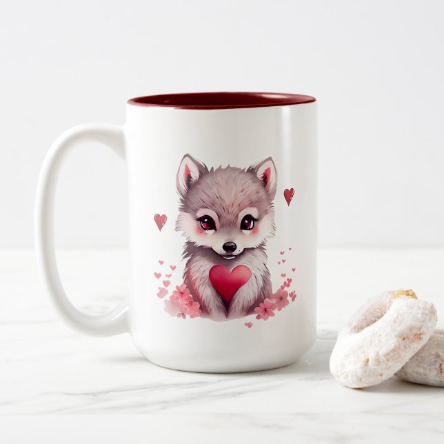 Cute Wolf Pup Mug (With Donut)