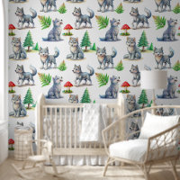 Cute wolf puppy woodland animals nursery decor