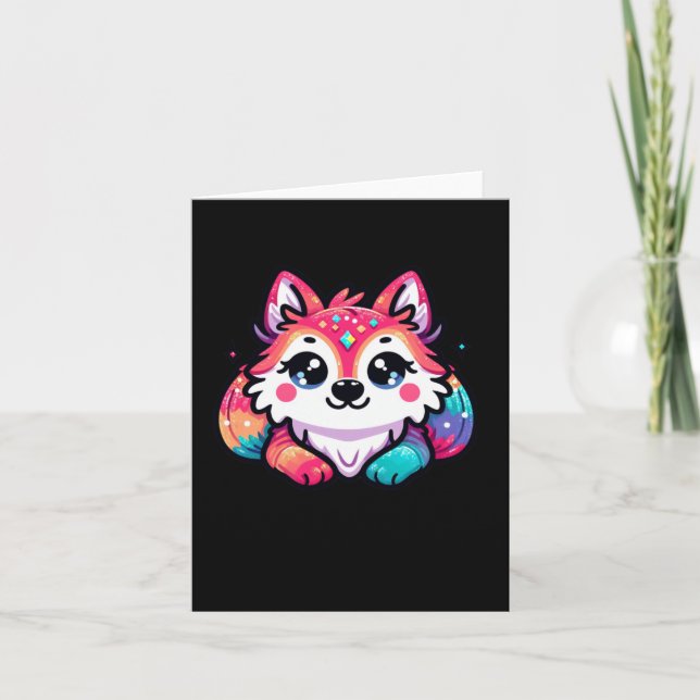 Cute Wolf Sticker1  Card (Front)