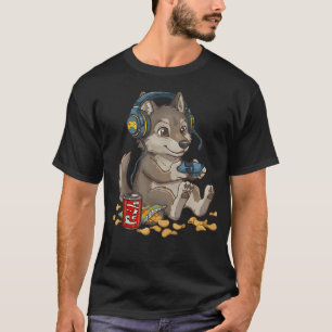 Cute Wolf Video Gamer Controller Pc Console T-Shirt