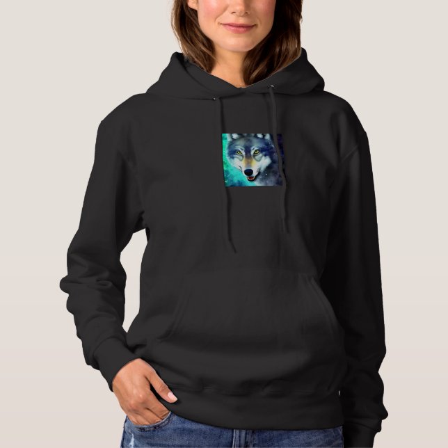 Cute Wolf Watercolour Artistic Wolves 2 Hoodie (Front)