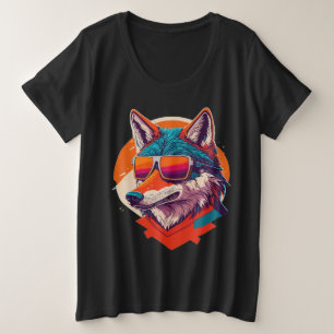 CUTE WOLF WEARING SUNGLASS. PLUS SIZE T-Shirt