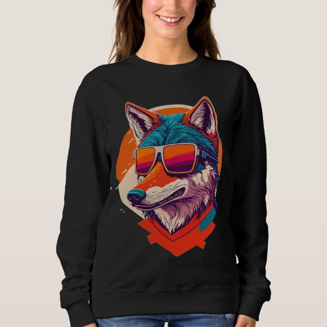 CUTE WOLF WEARING SUNGLASS. SWEATSHIRT (Front)