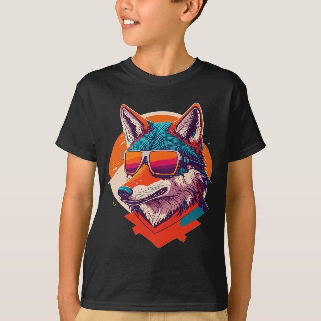 CUTE WOLF WEARING SUNGLASS. T-Shirt (Front)