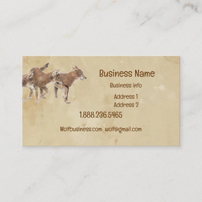 Cute Wolf, Wolves, Cubs, Pups, Nature  Business Card (Front)