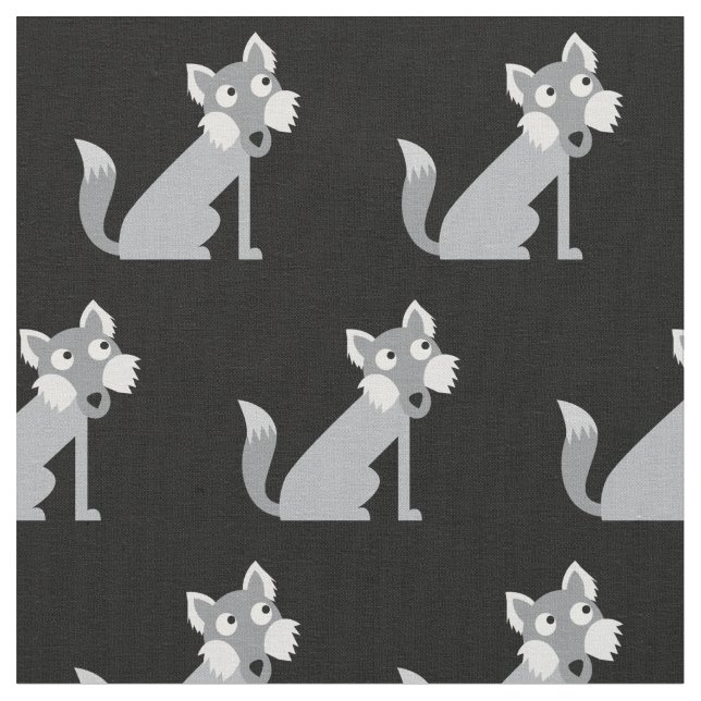Cute Wolf Wolves Kid Baby Nursery Black Fabric (Close Up)