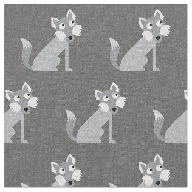 Cute Wolf Wolves Kid Baby Nursery Grey Fabric (Close Up)