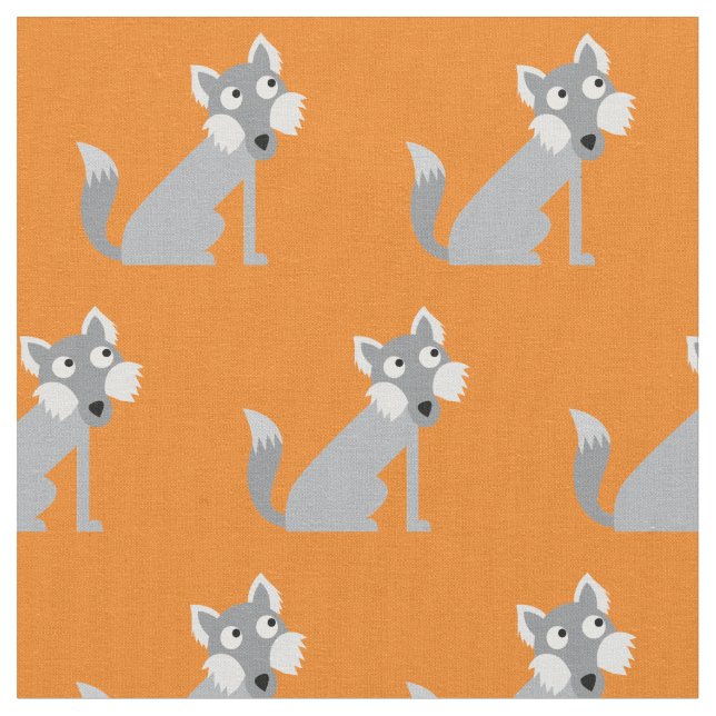 Cute Wolf Wolves Kid Baby Nursery Orange Fabric (Close Up)