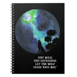 Cute wolfe inder sky moon \romantic watercolor notebook