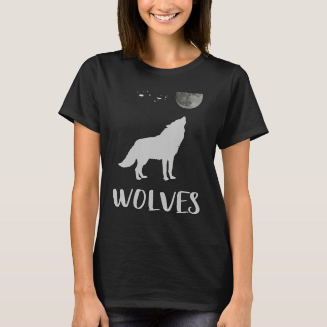 Cute Wolfs Tribal Wolfs Animal Moon Nights Women T-Shirt (Front)