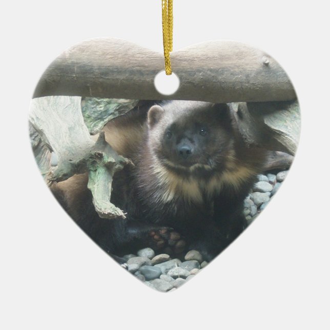 Cute Wolverine Ceramic Tree Decoration (Front)
