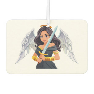 Cute woman Angel's with open wings and sword Car Air Freshener