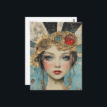 Cute Woman Mixed Media Collage Postcard<br><div class="desc">A beautiful woman mixed media collage AI generated art</div>