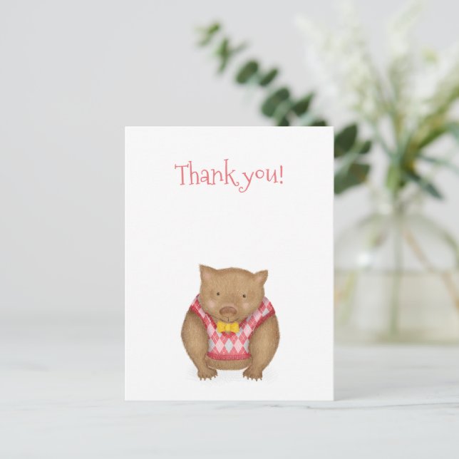 Cute wombat thank you postcard (Standing Front)