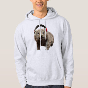 Cute Wombat with Headphones Music Lover Art Hoodie