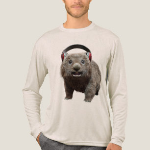 Cute Wombat with Headphones Music Lover Art Tri-Blend Shirt