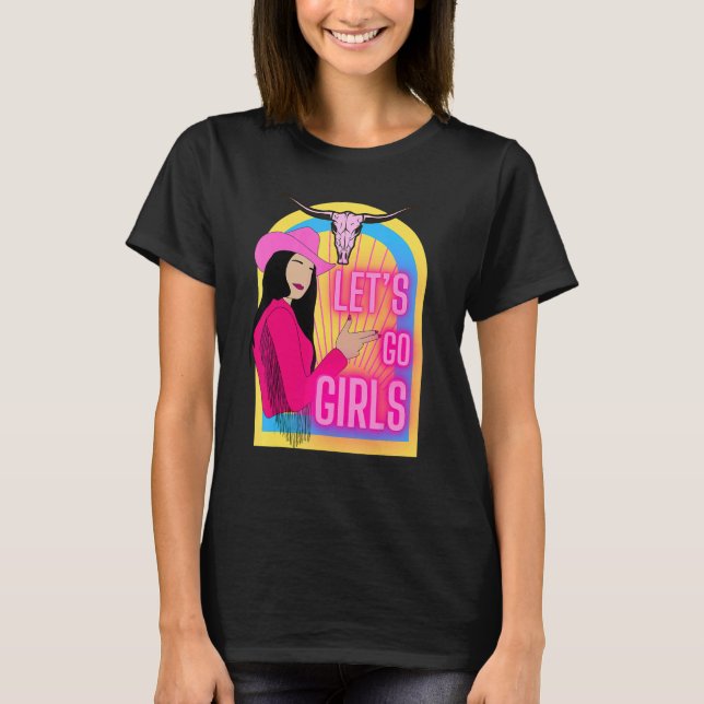 Cute women country go girls western rodeo bull Azt T-Shirt (Front)