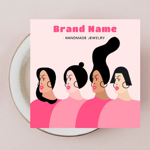 Cute Women Group Cartoon Pink Earrings Holder