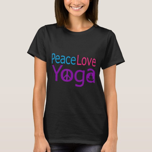 Cute Womens Peace Love Yoga T-Shirt (Front)